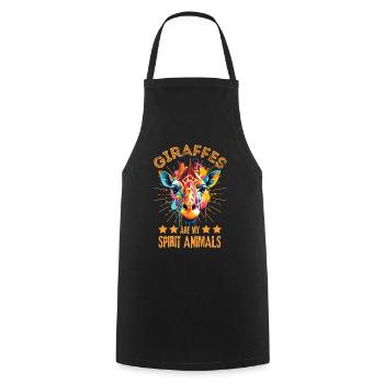 Bunte Giraffe Farbkleckse Farbspritzer - Kochschürze - Schwarz - Vorne - AI Model Male 185 dark (185cm)