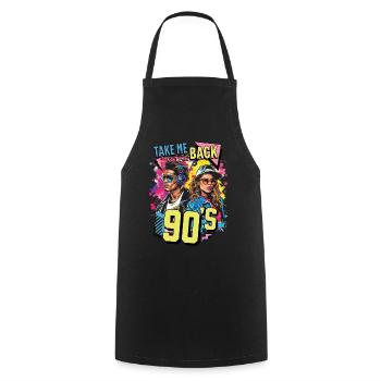 90s 90er Jahre Musik Bunt Party Karneval Kostüm - Kochschürze - Schwarz - Vorne - AI Model Male 185 dark (185cm)