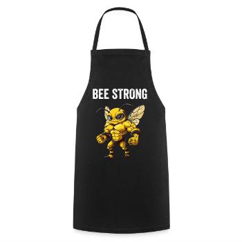 Bee Strong - Bee Design - Cooking Apron - black - Front - AI Model Male 185 dark (185cm)
