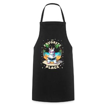 Unicorn with book - Cooking Apron - black - Front - AI Model Male 185 dark (185cm)