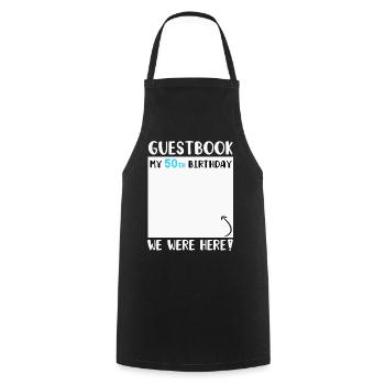 50th Birthday - Cooking Apron - black - Front - AI Model Male 185 dark (185cm)
