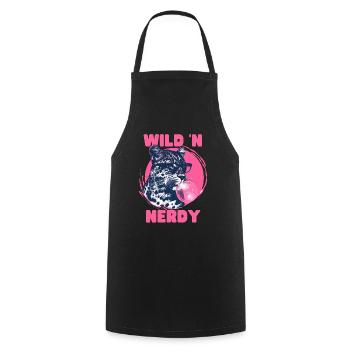 Leopard with sunglasses and pink bubblegum - Cooking Apron - black - Front - AI Model Male 185 dark (185cm)