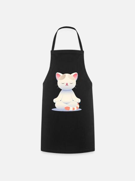 Zen-Katze - Achtsamkeit in sanften Farben - Kochschürze - Schwarz