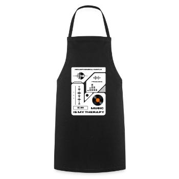 Music is my Therapy - Kochschürze - Schwarz - Vorne - AI Model Male 185 dark (185cm)