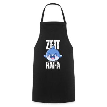 Zeit für die HAI-A – Müder Hai Anime Design - Kochschürze - Schwarz - Vorne - AI Model Male 185 dark (185cm)