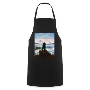 Wanderer above the Sea of Fog Caspar David Friedrich - Cooking Apron - black - Front - AI Model Male 185 dark (185cm)