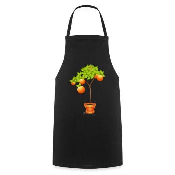 Small orange tree in flower pot - Cooking Apron - black - Front - AI Model Male 185 dark (185cm)