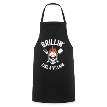 Grilling Skull Inferno T-Shirt Design - Cooking Apron - black - Front - AI Model Male 185 dark (185cm)