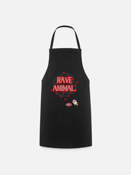 RAVE ANIMAL – Techno Streetwear Design - Kochschürze - Schwarz