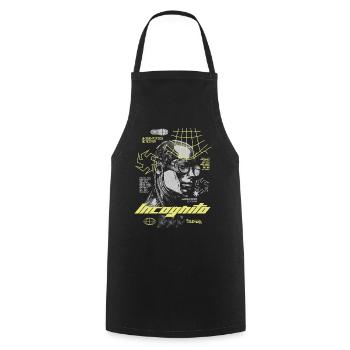 Urban Future – Futuristic Streetwear - Cooking Apron - black - Front - AI Model Male 185 dark (185cm)