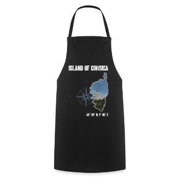 Corsica Island Outline Photo, Compass - Cooking Apron - black - Front - AI Model Male 185 dark (185cm)