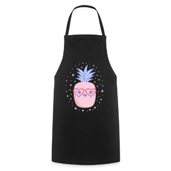 Rosa Ananas Herzbrille Kawaii - Kochschürze - Schwarz - Vorne - AI Model Male 185 dark (185cm)