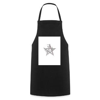 Croquis de pentagramme floral - Tablier de cuisine - noir - Devant - AI Model Male 185 dark (185cm)