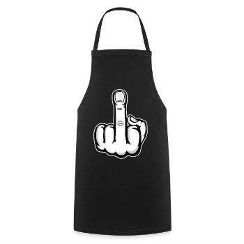 Mittelfinger Stinkefinger Design weiß - Kochschürze - Schwarz - Vorne - AI Model Male 185 dark (185cm)