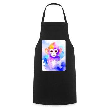 Little Monkey (Portrait) (Purple Watercolor) - Cooking Apron - black - Front - AI Model Male 185 dark (185cm)