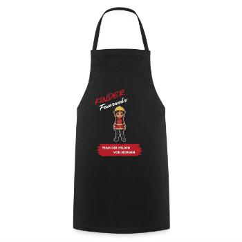 Children's Firefighter Hero Motif - Cooking Apron - black - Front - AI Model Male 185 dark (185cm)