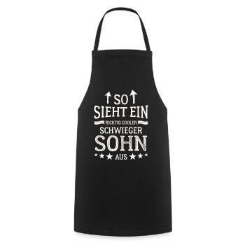 So sieht ein richtig cooler Schwiegersohn aus - Kochschürze - Schwarz - Vorne - AI Model Male 185 dark (185cm)
