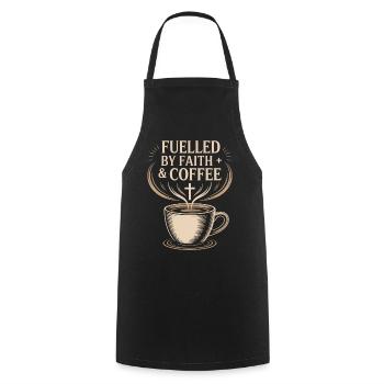 Fuelled By Faith And Coffee Glaube Kaffee Kreuz - Cooking Apron - black - Front - AI Model Male 185 dark (185cm)