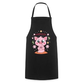 Süßes Ferkel Namaste Floral Kawaii - Kochschürze - Schwarz - Vorne - AI Model Male 185 dark (185cm)