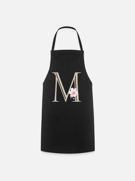 Florales Monogramm M - Kochschürze - Schwarz