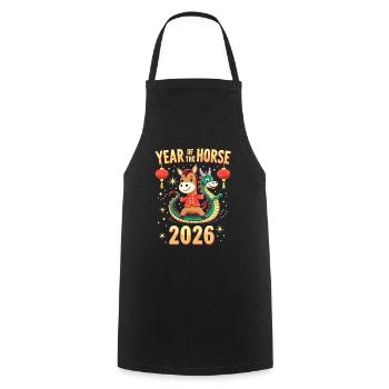 Chinese New Year Of The Horse 2026 - Cooking Apron - black - Front - AI Model Male 185 dark (185cm)