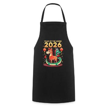 Chinese New Year Of The Horse 2026 - Cooking Apron - black - Front - AI Model Male 185 dark (185cm)