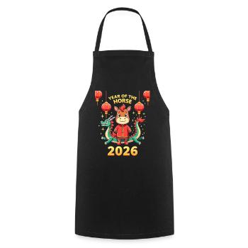 Chinese New Year Of The Horse 2026 - Cooking Apron - black - Front - AI Model Male 185 dark (185cm)