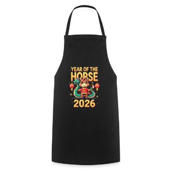 Chinese New Year Of The Horse 2026 - Cooking Apron - black - Front - AI Model Male 185 dark (185cm)