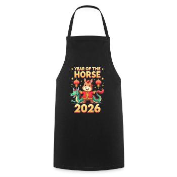 Chinese New Year Of The Horse 2026 - Cooking Apron - black - Front - AI Model Male 185 dark (185cm)