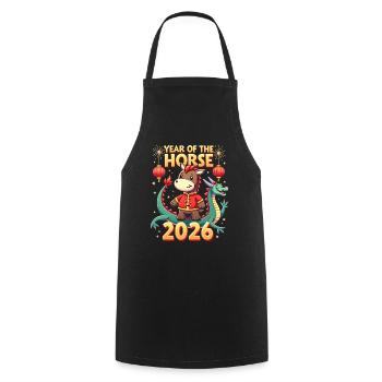 Chinese New Year Of The Horse 2026 - Cooking Apron - black - Front - AI Model Male 185 dark (185cm)
