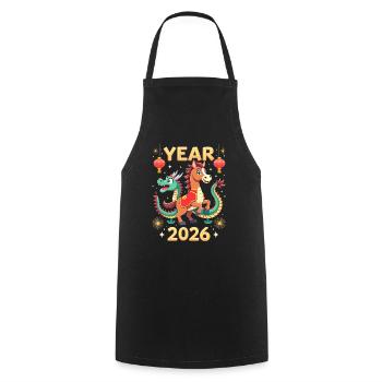 Chinese New Year Of The Horse 2026 - Cooking Apron - black - Front - AI Model Male 185 dark (185cm)