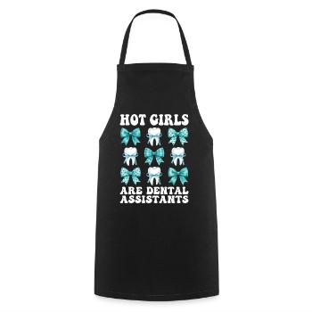 Girls Funny Dental Assistant Dentist - Cooking Apron - black - Front - AI Model Male 185 dark (185cm)