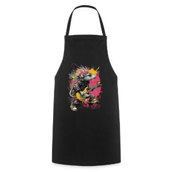 Rat punk à la guitare – Art rock - Tablier de cuisine - noir - Devant - AI Model Male 185 dark (185cm)