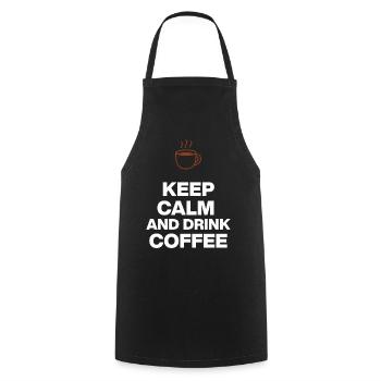 KEEP CALM AND DRINK COFFEE, OHNE KAFFEE GEHT NIX - Kochschürze - Schwarz - Vorne - AI Model Male 185 dark (185cm)