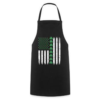 US American Flag with Shamrocks for St Patricks - Cooking Apron - black - Front - AI Model Male 185 dark (185cm)