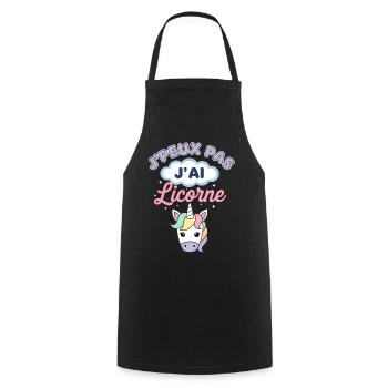 J'peux pas licorne - Tablier de cuisine - noir - Devant - AI Model Male 185 dark (185cm)
