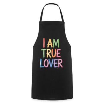 Je suis un vrai amoureux Écriture colorée Imprimé - Tablier de cuisine - noir - Devant - AI Model Male 185 dark (185cm)