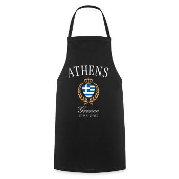 Athen Griechenland Wappen Krone – Reise Souvenir - Kochschürze - Schwarz - Vorne - AI Model Male 185 dark (185cm)