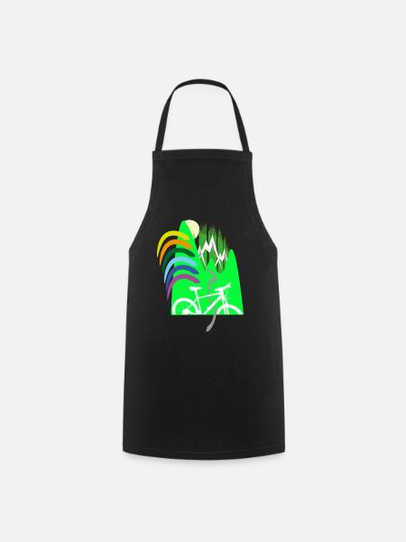 Cycle path mountains rainbow - Cooking Apron - black
