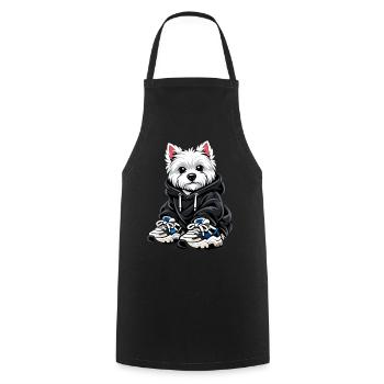 Westie cool en sweat à capuche et baskets oversize - Tablier de cuisine - noir - Devant - AI Model Male 185 dark (185cm)