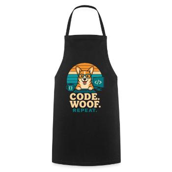Code Woof Programmeur Répétition Corgi - Tablier de cuisine - noir - Devant - AI Model Male 185 dark (185cm)