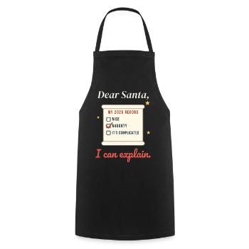 Lieber Weihnachtsmann, ich kann es erklären – freches oder schönes Geschenk - Kochschürze - Schwarz - Vorne - AI Model Male 185 dark (185cm)