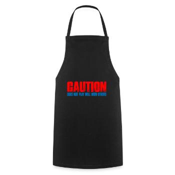 Caution Does Not Play Well With Others 49 - Cooking Apron - black - Front - AI Model Male 185 dark (185cm)