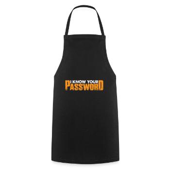 I Know Your Password 7 - Cooking Apron - black - Front - AI Model Male 185 dark (185cm)
