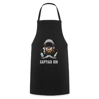 Gin disant cadeau drôle tonique potable capitaine - Tablier de cuisine - noir - Devant - AI Model Male 185 dark (185cm)