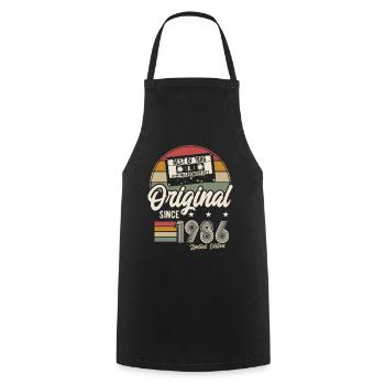 Original depuis 1986 Vintage Retro Anniversaire - Tablier de cuisine - noir - Devant - AI Model Male 185 dark (185cm)