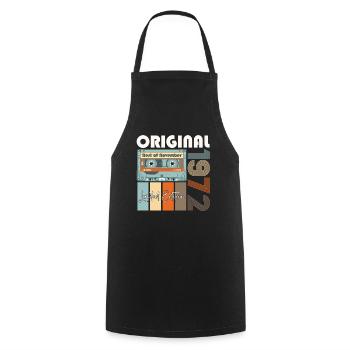 Novembre né 1972 50e anniversaire cadeau - Tablier de cuisine - noir - Devant - AI Model Male 185 dark (185cm)