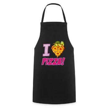 I LOVE PIZZA- Pizza Geschenke - Pizza Tshirt - Kochschürze - Schwarz - Vorne - AI Model Male 185 dark (185cm)