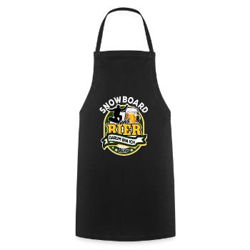 Snowboard & Bier - darum bin ich hier - Kochschürze - Schwarz - Vorne - AI Model Male 185 dark (185cm)
