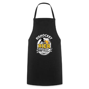 Eishockey & Bier - darum bin ich hier - Kochschürze - Schwarz - Vorne - AI Model Male 185 dark (185cm)
